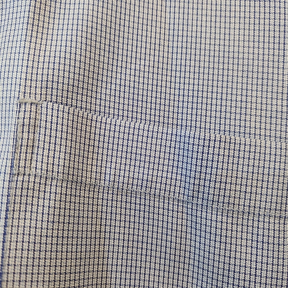 IZOD Button Up Shirt Mens large Blue White Plaid Houndstooth Long Sleeve Preppy - Picture 5 of 7